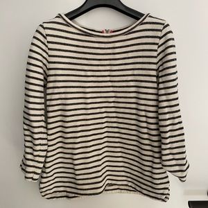 Loft Striped Gray Cream Sweatshirt Size Small